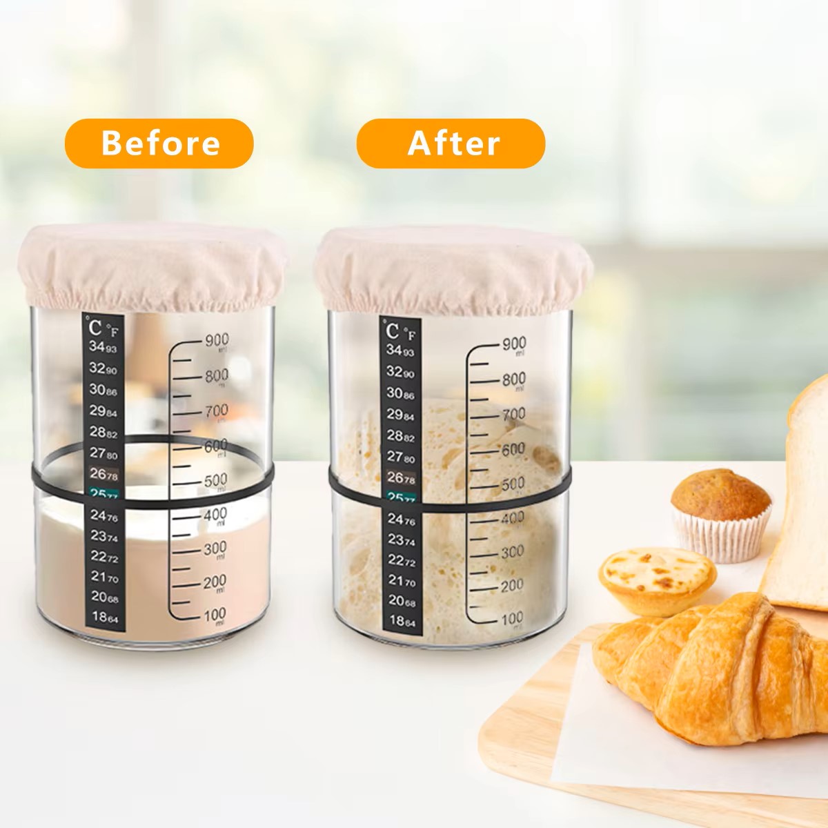 1500/900ml Sourdough Starter J - Food Storage Jar Set บทวิจารณ์และราคา