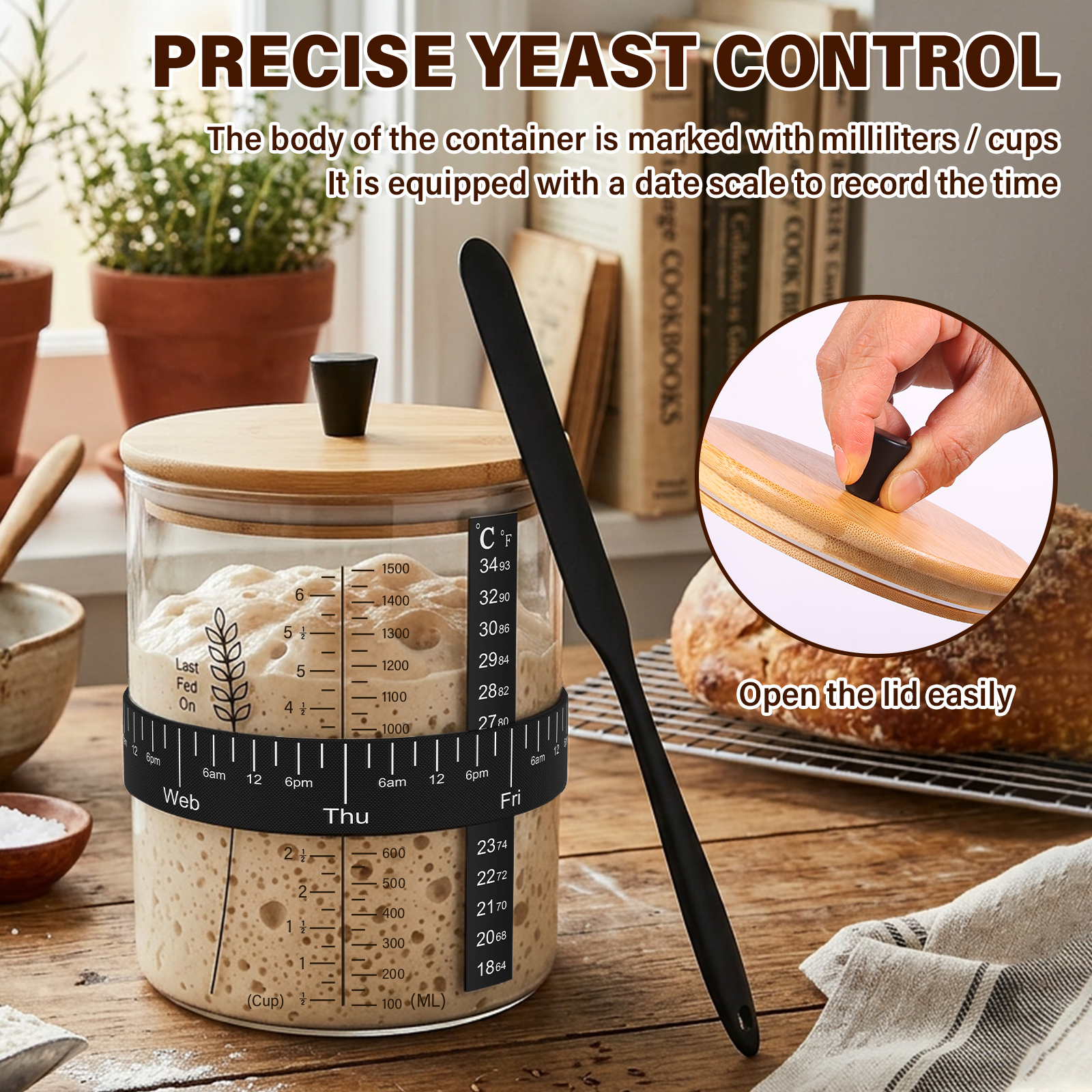 1500/900ml Sourdough Starter J - Food Storage Jar Set บทวิจารณ์และราคา