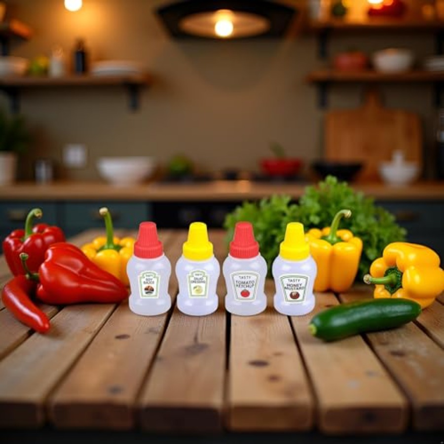 4Pcs Mini Ketchup Bottle for B - Condiment Squeeze Bottle บทวิจารณ์และราคา