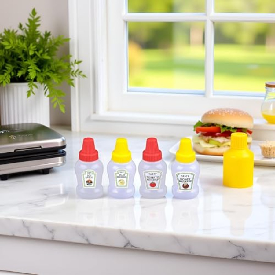 4Pcs Mini Ketchup Bottle for B - Condiment Squeeze Bottle บทวิจารณ์และราคา