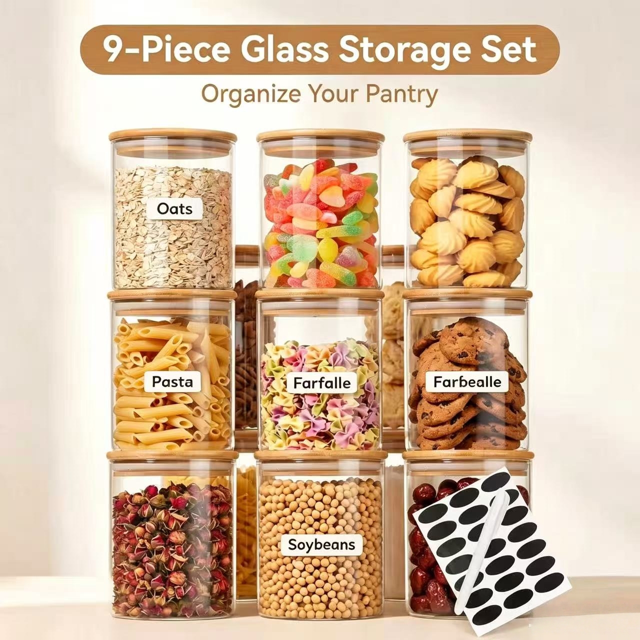 9 Pieces Clear Glass Storage C - Food Storage Jar Labels บทวิจารณ์และราคา