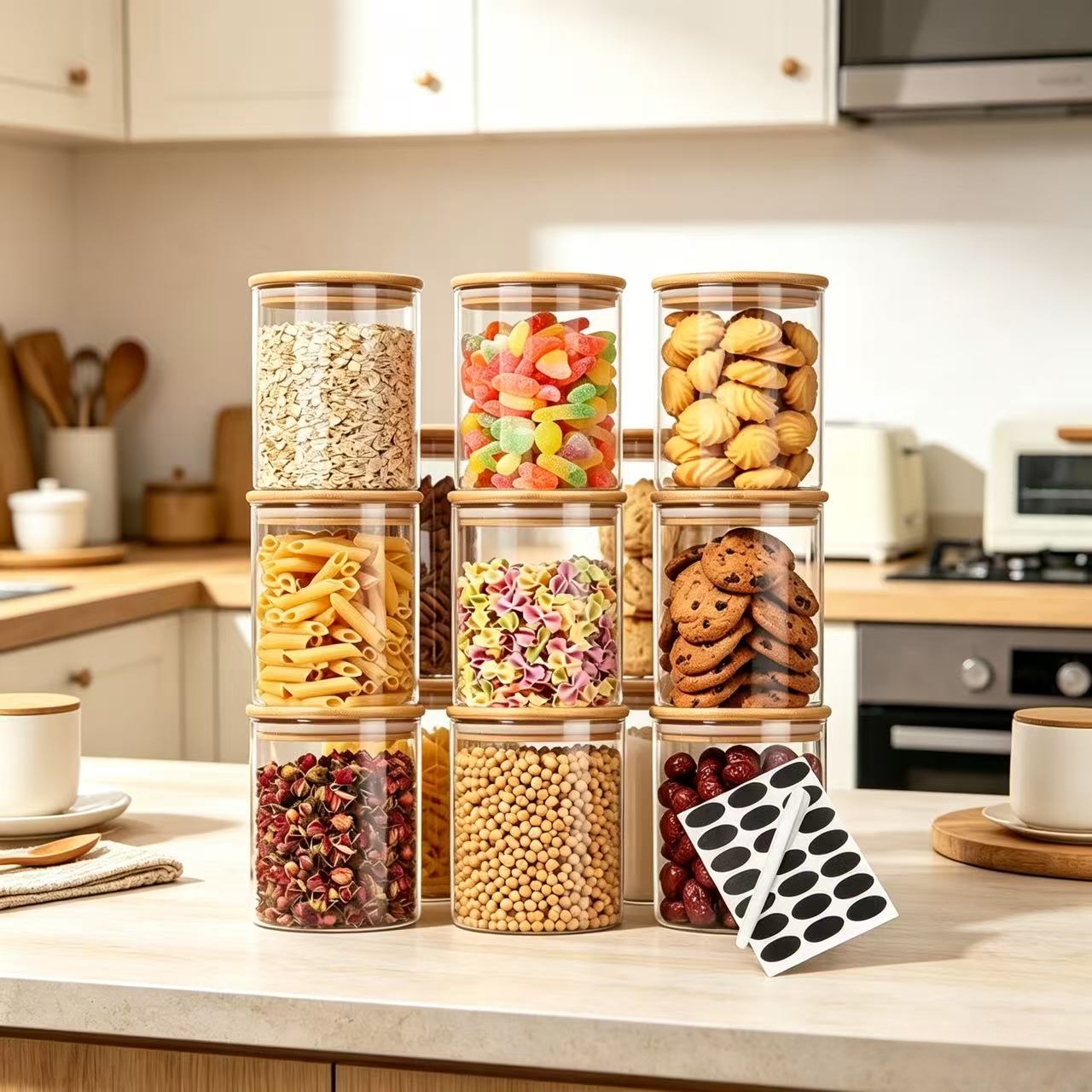 9 Pieces Clear Glass Storage C - Food Storage Jar Labels บทวิจารณ์และราคา