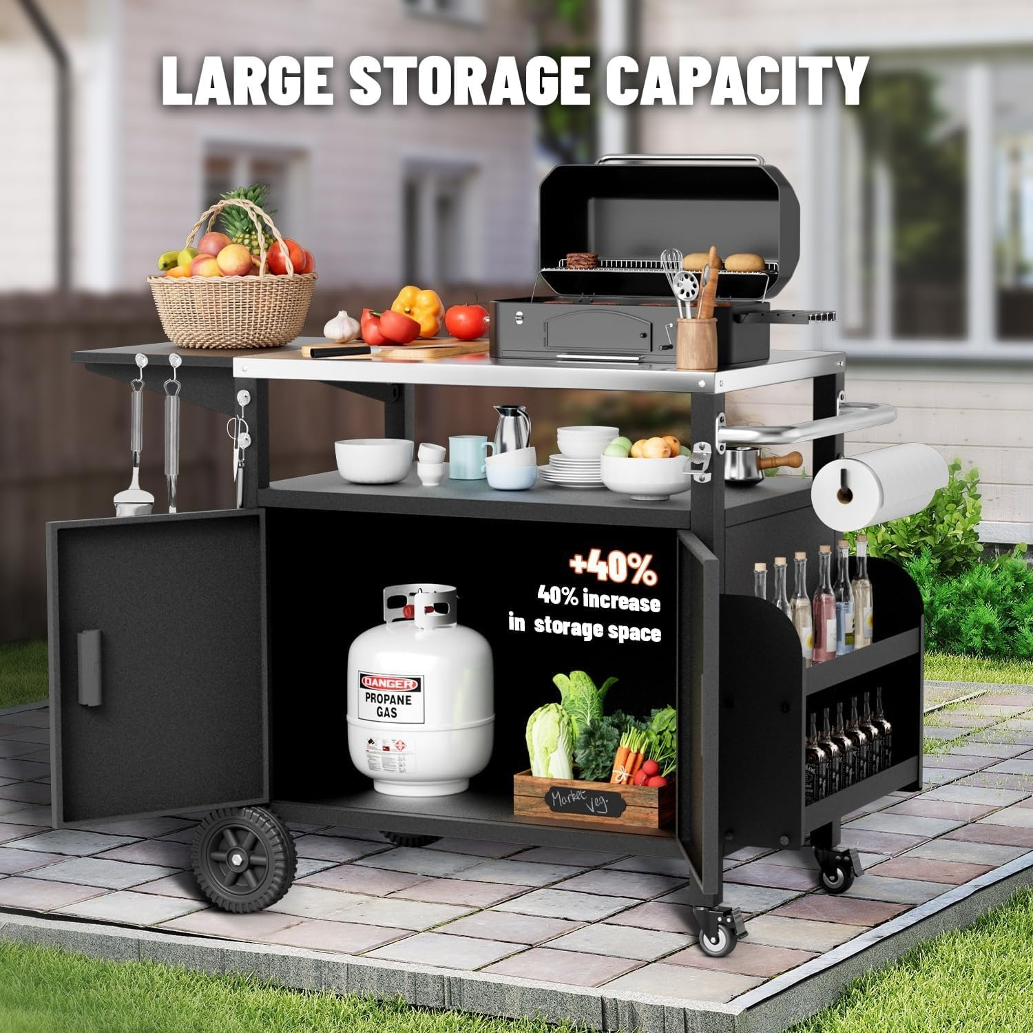 XL Wheeled Outdoor Grill Stati - Food Storage Xl บทวิจารณ์และราคา