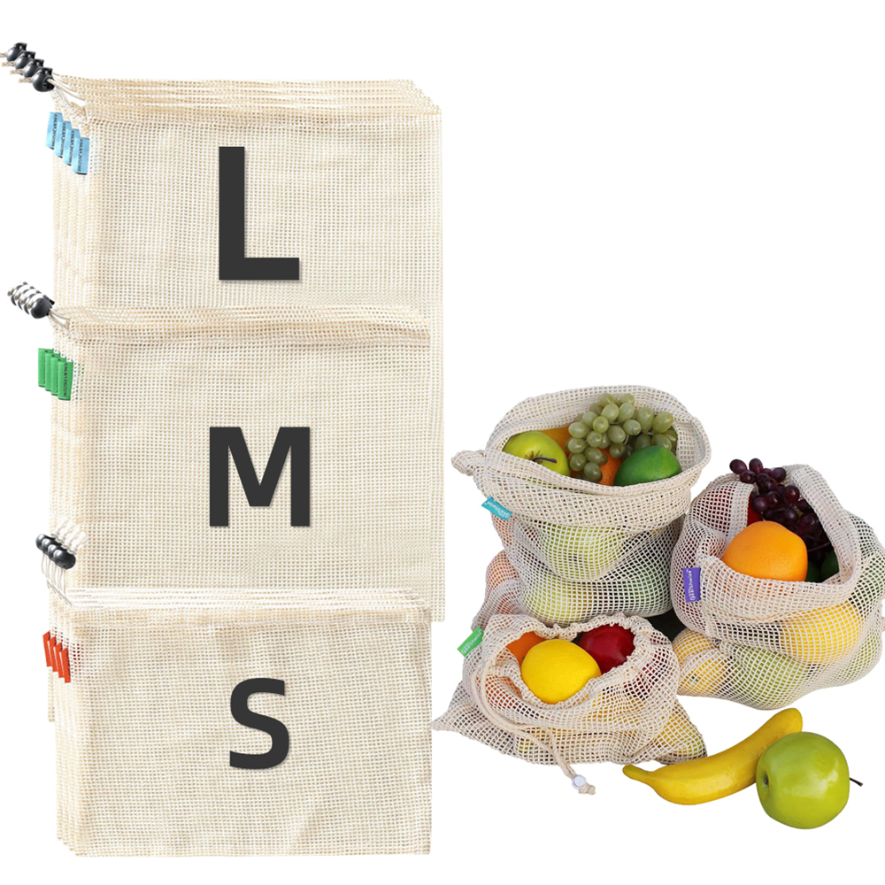 3Pcs Reusable Cotton Mesh Prod - Produce Bag Reusable Mesh บทวิจารณ์และราคา