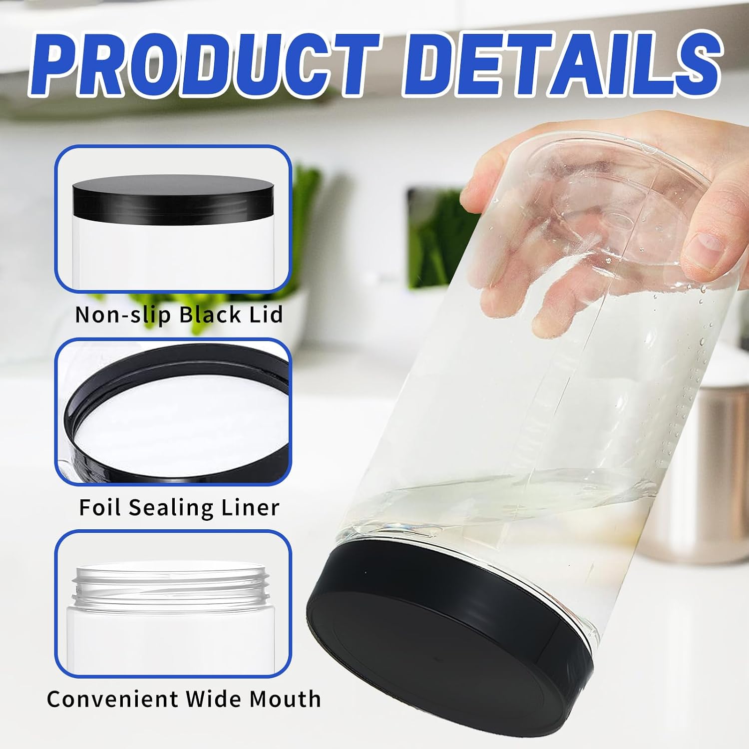 33oz Clear Plastic Jars with L - Food Storage Plastic Containers With Lids บทวิจารณ์และราคา