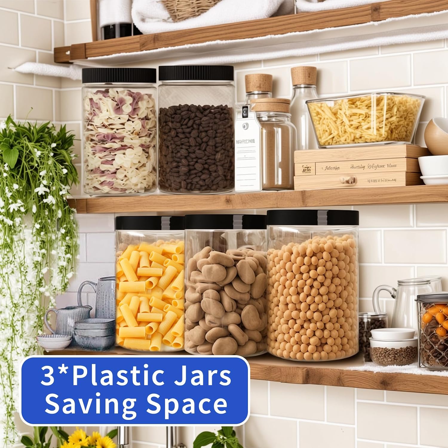 33oz Clear Plastic Jars with L - Food Storage Plastic Containers With Lids บทวิจารณ์และราคา