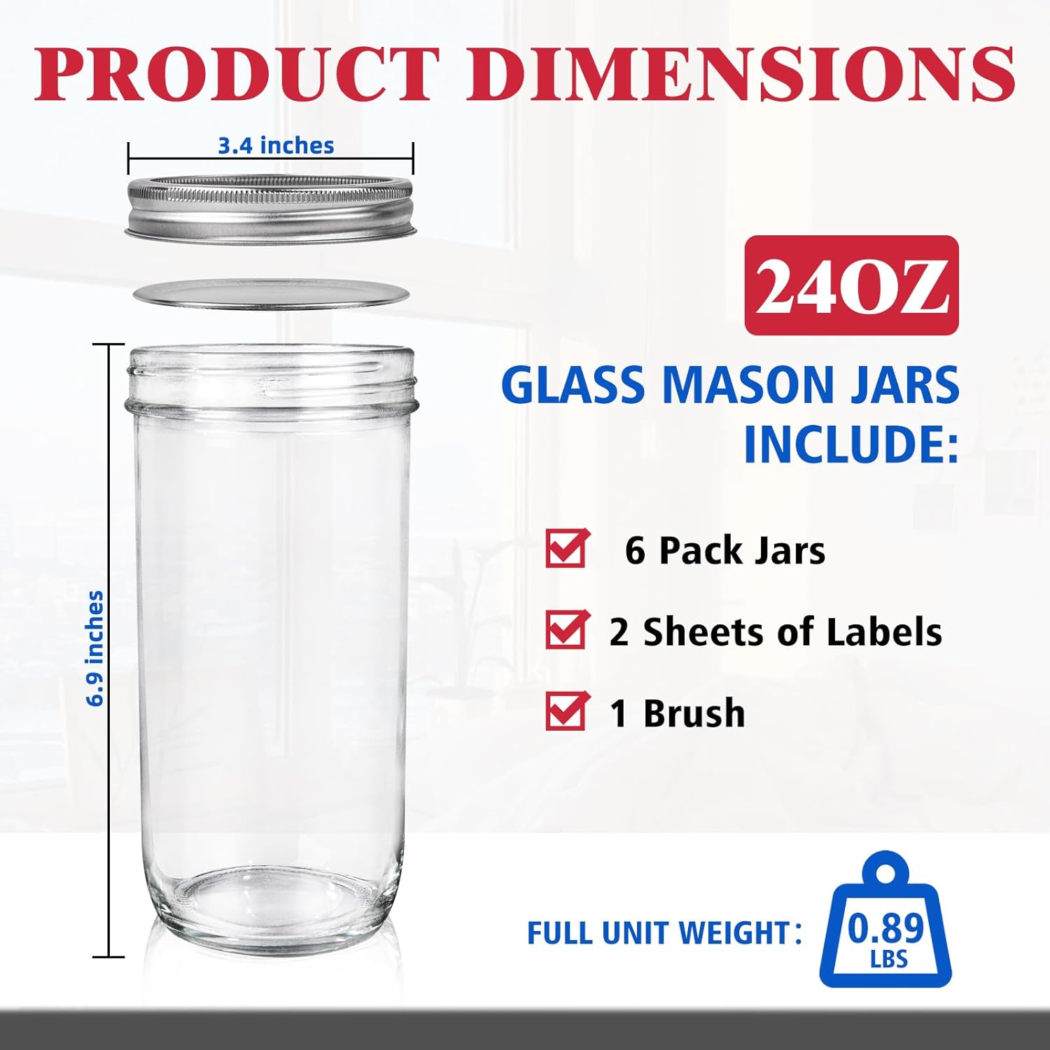 Jars Wide Mouth 6 Pack, 24oz G - Food Storage With Glass Lids บทวิจารณ์และราคา