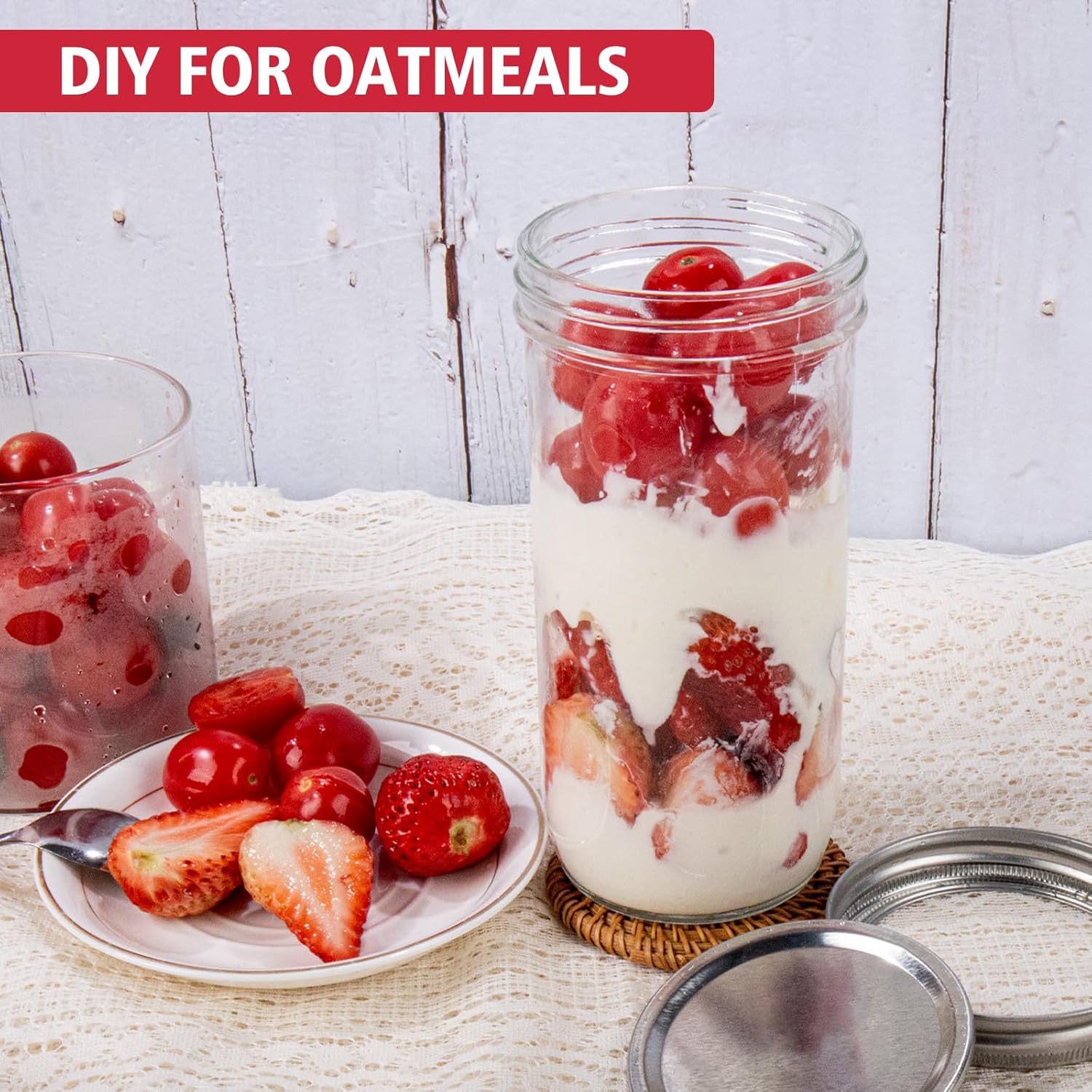 Jars Wide Mouth 6 Pack, 24oz G - Food Storage With Glass Lids บทวิจารณ์และราคา