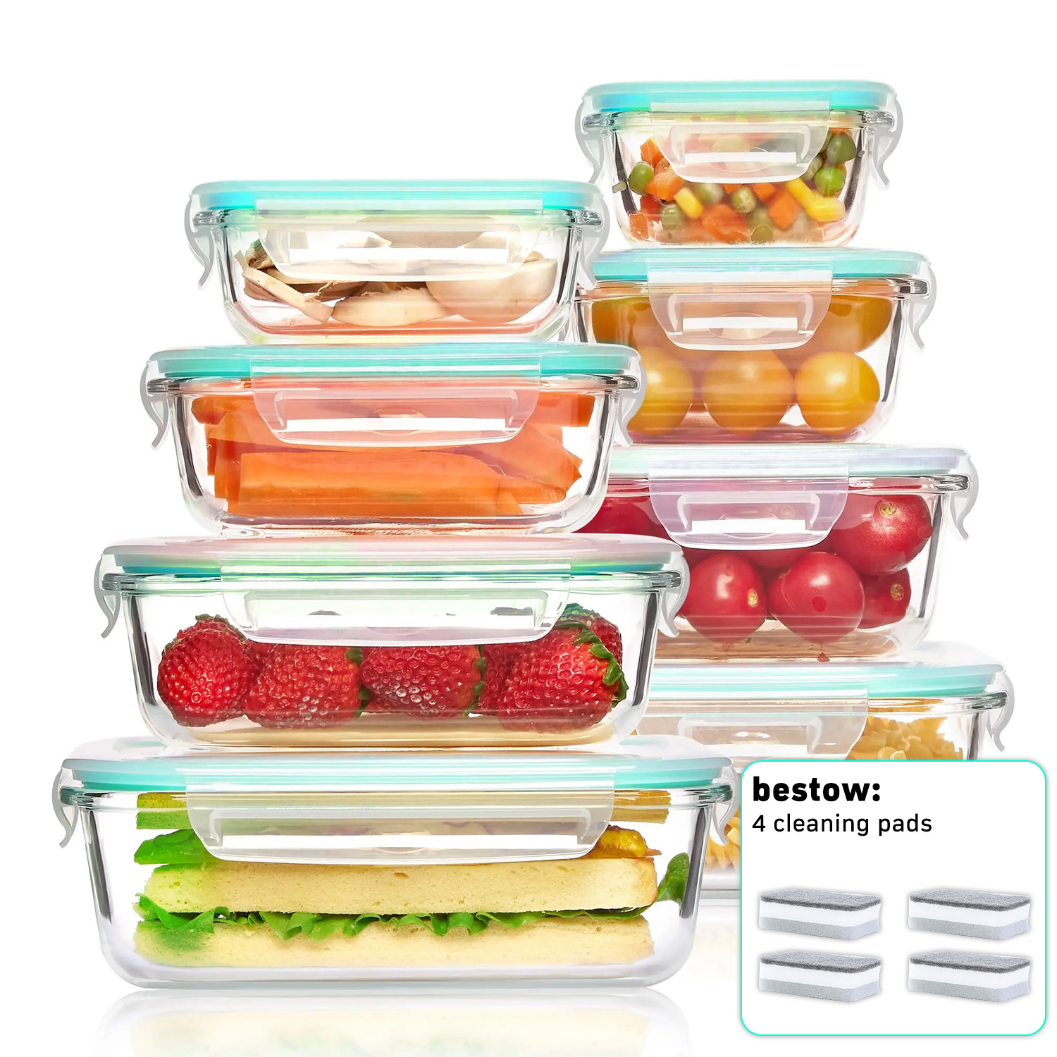8-Pack Airtight Glass Food Sto - Glass Meal Prep Container บทวิจารณ์และราคา