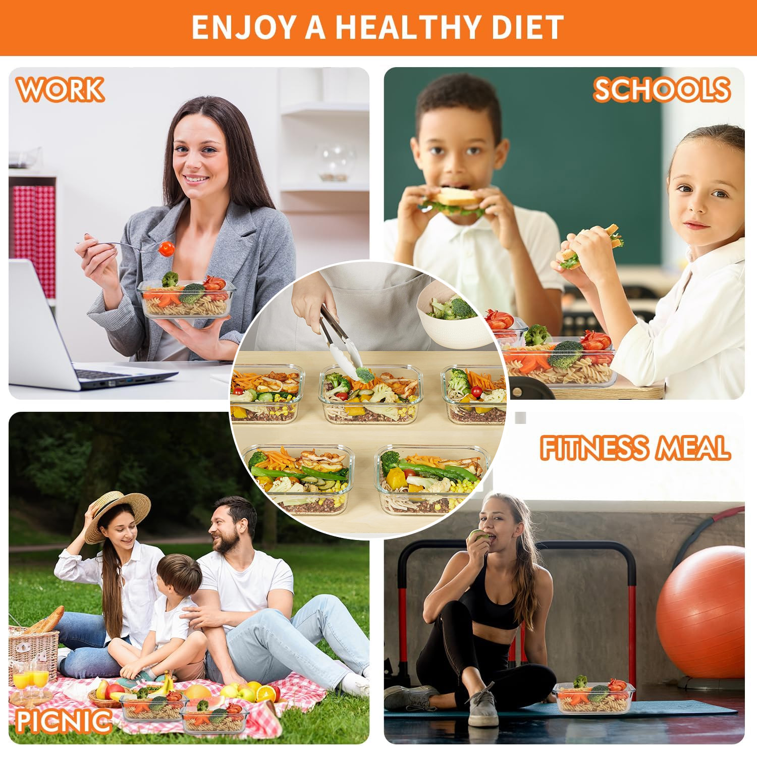 8-Pack Airtight Glass Food Sto - Glass Meal Prep Container บทวิจารณ์และราคา