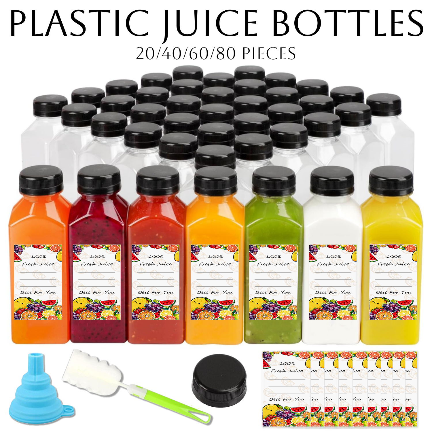 20-80pcs Plastic Juice Bottles - Food Storage Jar Labels บทวิจารณ์และราคา