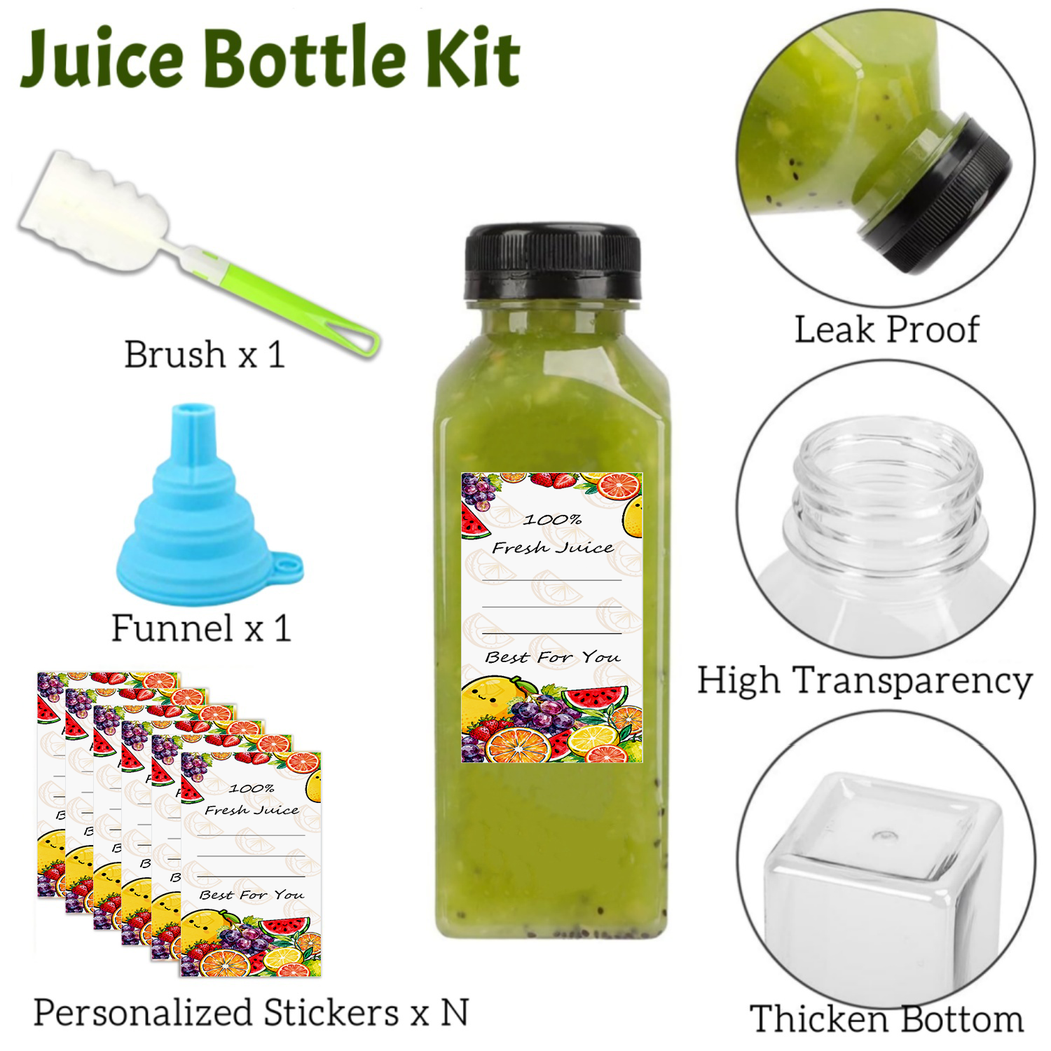20-80pcs Plastic Juice Bottles - Food Storage Jar Labels บทวิจารณ์และราคา