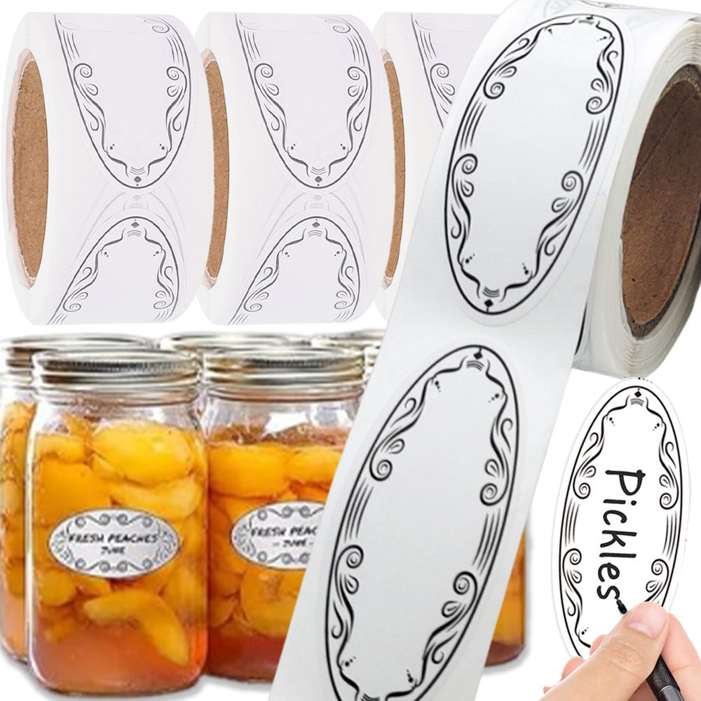 Oval Labels Blank Stickers Foo - Food Storage Jar Labels บทวิจารณ์และราคา