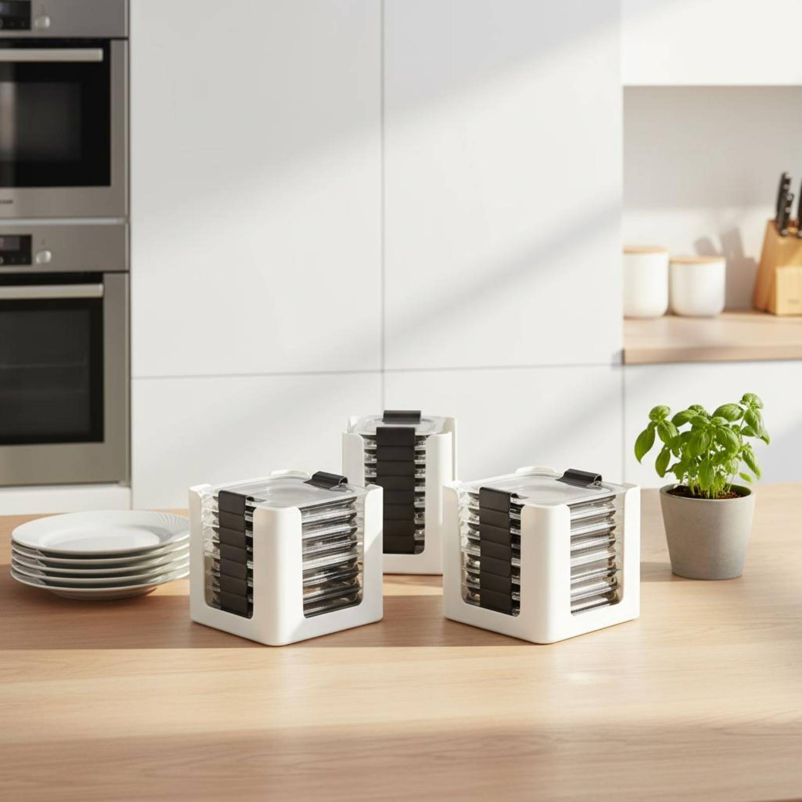 3 Pieces Lid Storage Rack Rect - Food Storage Plastic Containers With Lids บทวิจารณ์และราคา